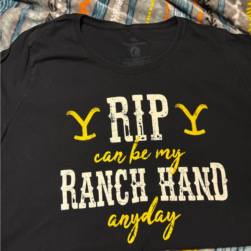 Black Graphic Tee with Yellow Accents